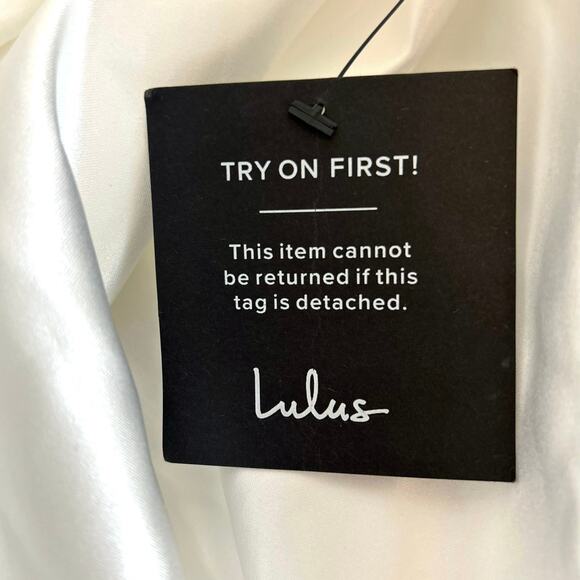 NWT Lulus Modern Adoration White Satin Backless Lace-Up Maxi Dress Size M - Picture 10 of 11